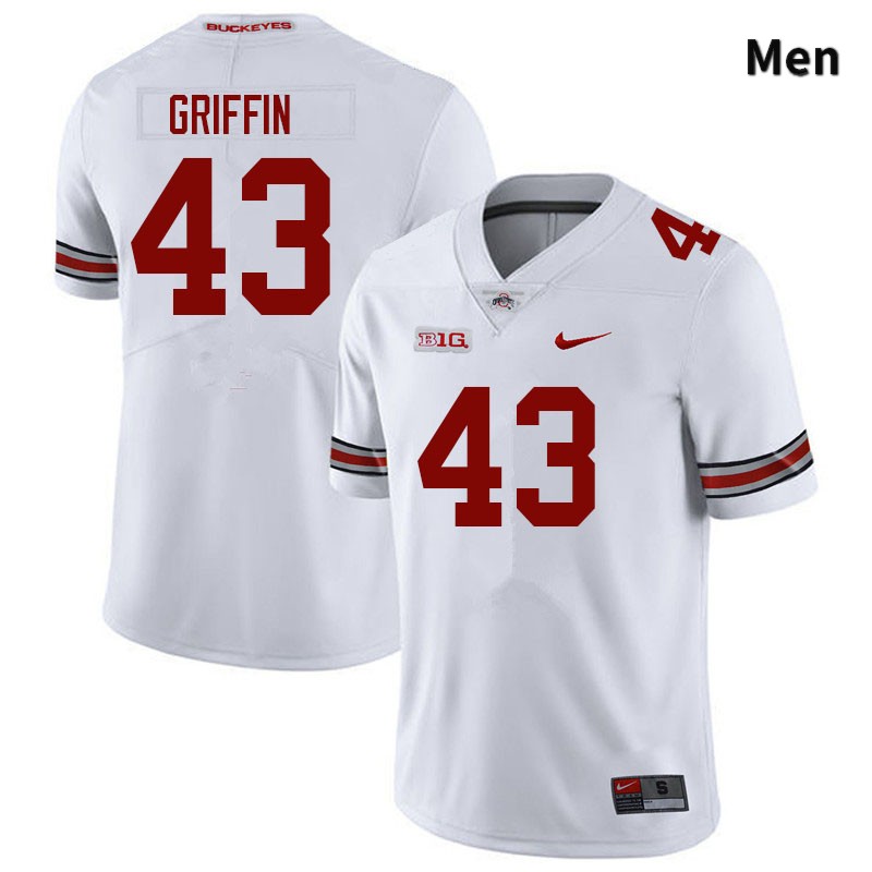 Ohio State Buckeyes Diante Griffin Men's #43 White Authentic Stitched College Football Jersey
